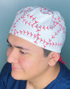 Baseballs Pattern White Unisex Sport Scrub Cap