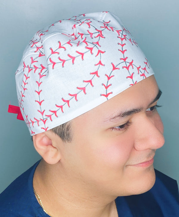 Baseballs Pattern White Unisex Sport Scrub Cap