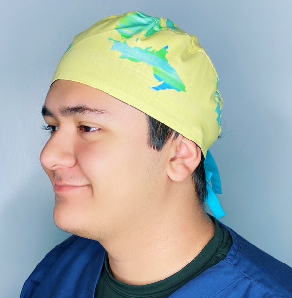Michigan State Silhouette on Yellow Unisex Geek Scrub Cap