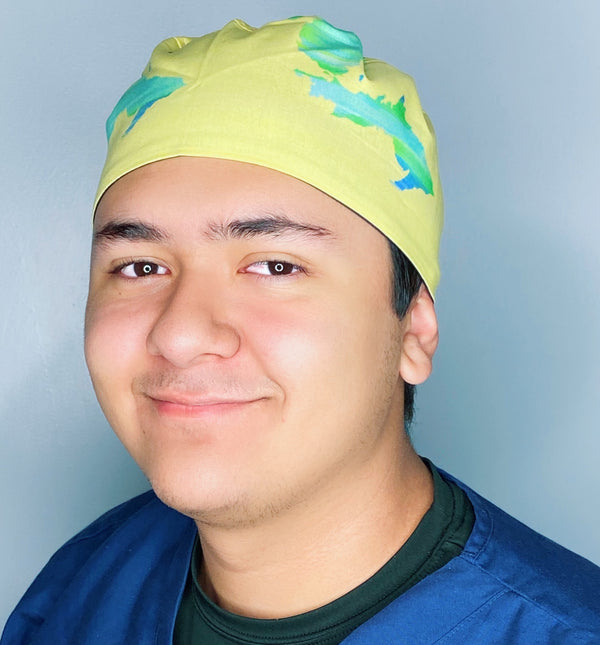 Michigan State Silhouette on Yellow Unisex Geek Scrub Cap