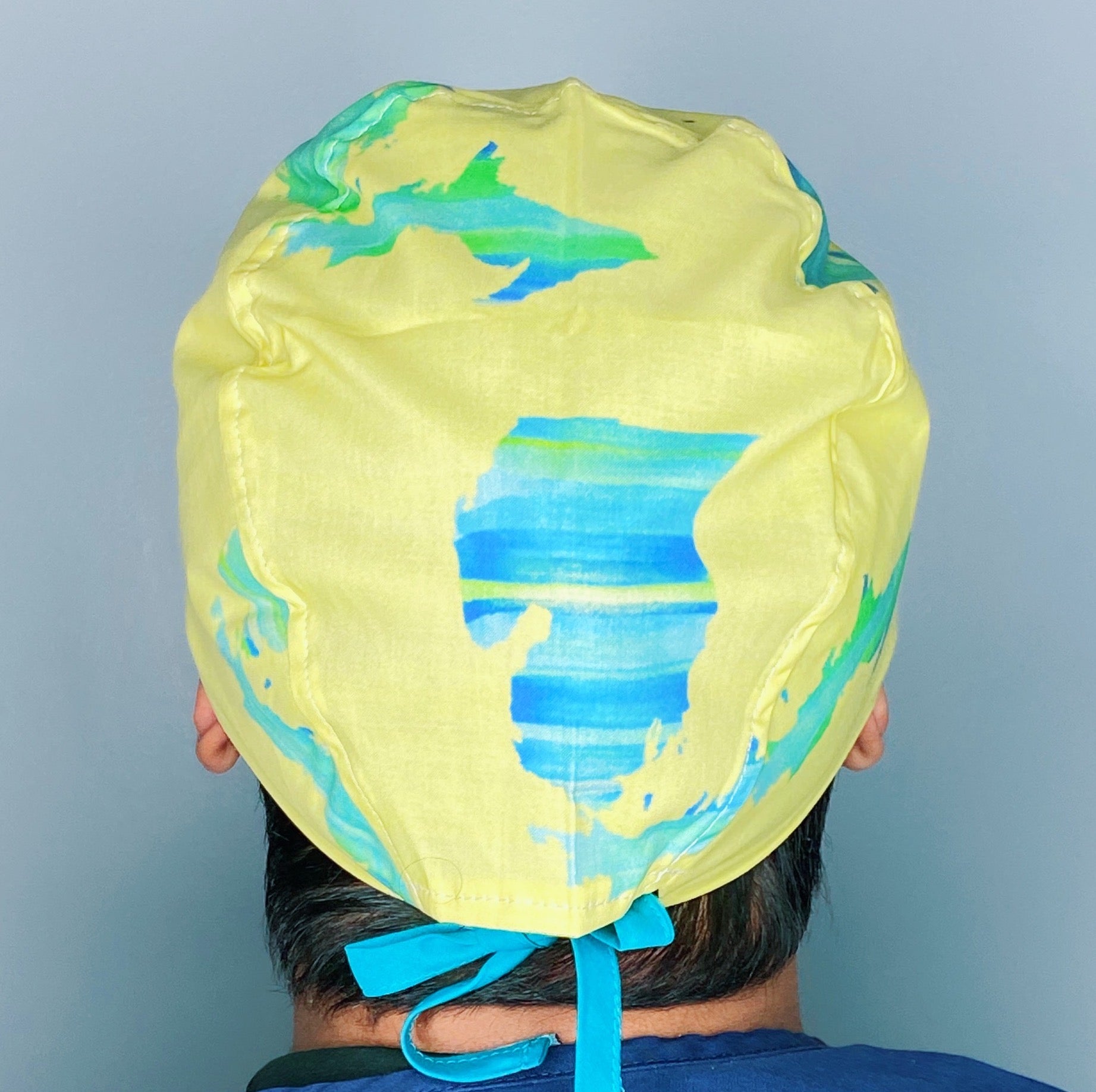 Michigan State Silhouette on Yellow Unisex Geek Scrub Cap