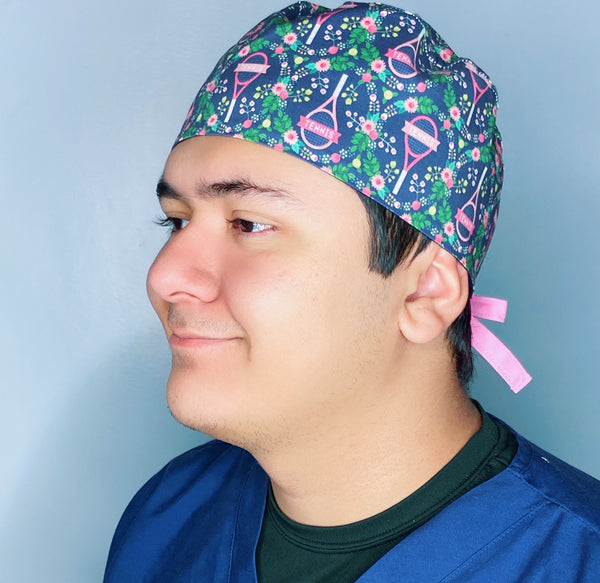 Tennis & Flowers Unisex Sport Scrub Cap