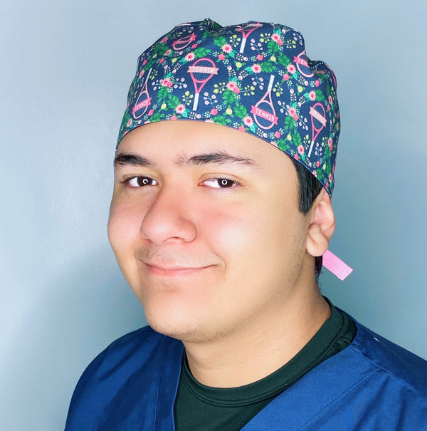 Tennis & Flowers Unisex Sport Scrub Cap