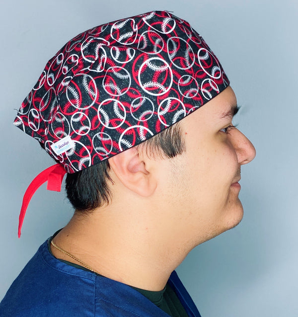 Baseballs on Black Unisex Sport Scrub Cap