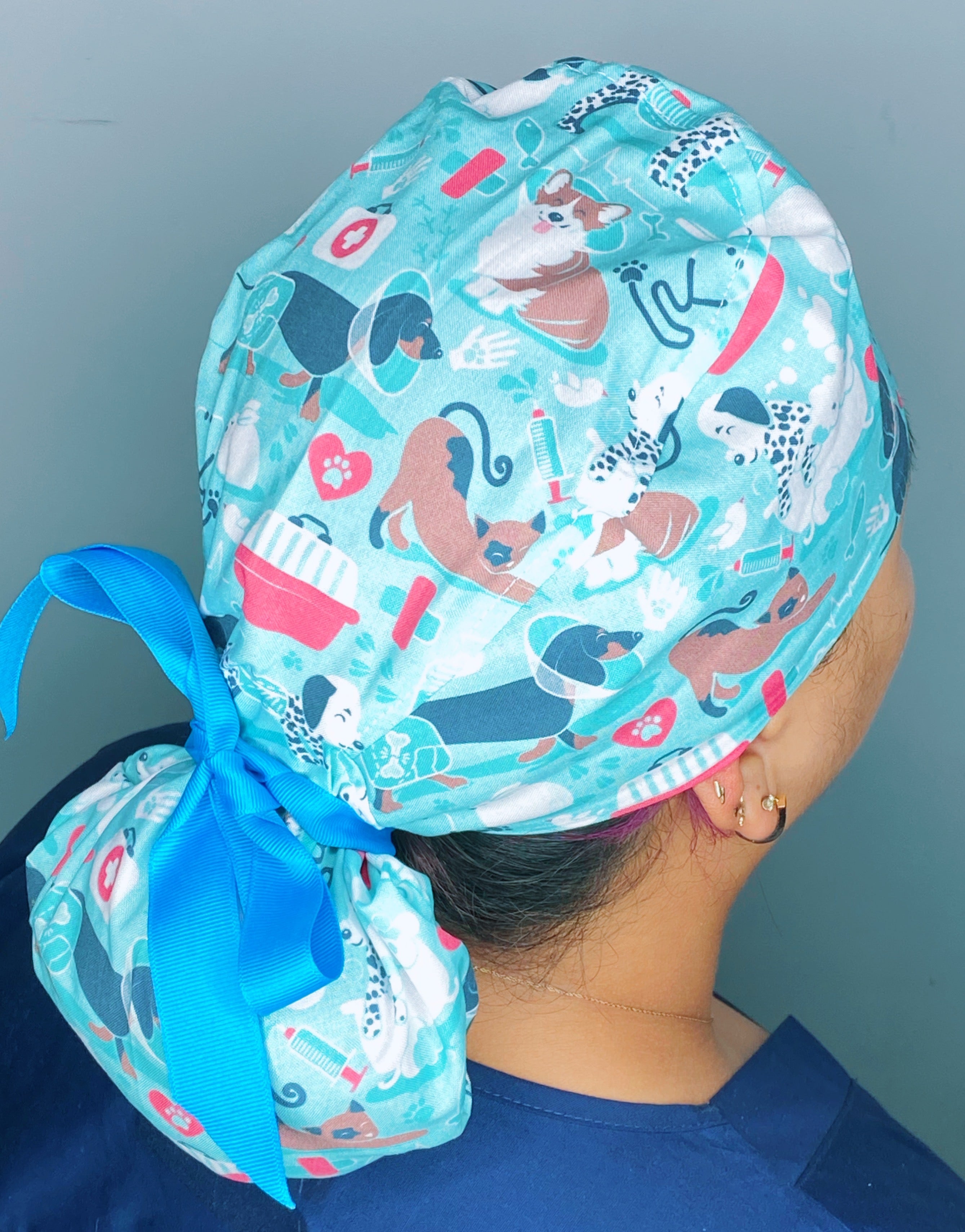 Adorable Dogs Veterinarian Animal Medical Themed Ponytail