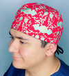 Coral & Aqua Arabesque Mandala Floral Design Unisex Cute Scrub Cap