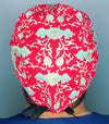 Coral & Aqua Arabesque Mandala Floral Design Unisex Cute Scrub Cap
