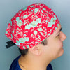 Coral & Aqua Arabesque Mandala Floral Design Unisex Cute Scrub Cap