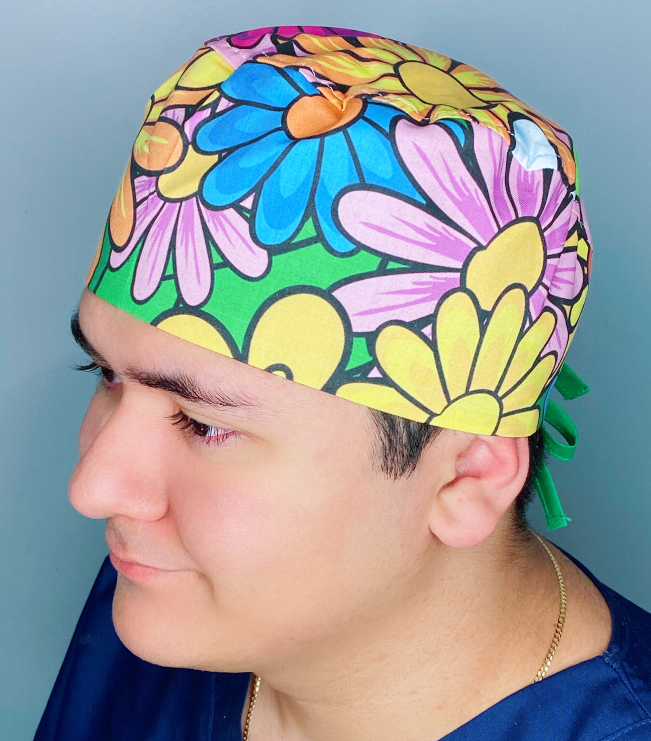 Big Colorful Daisies Floral Design Unisex Cute Scrub Cap