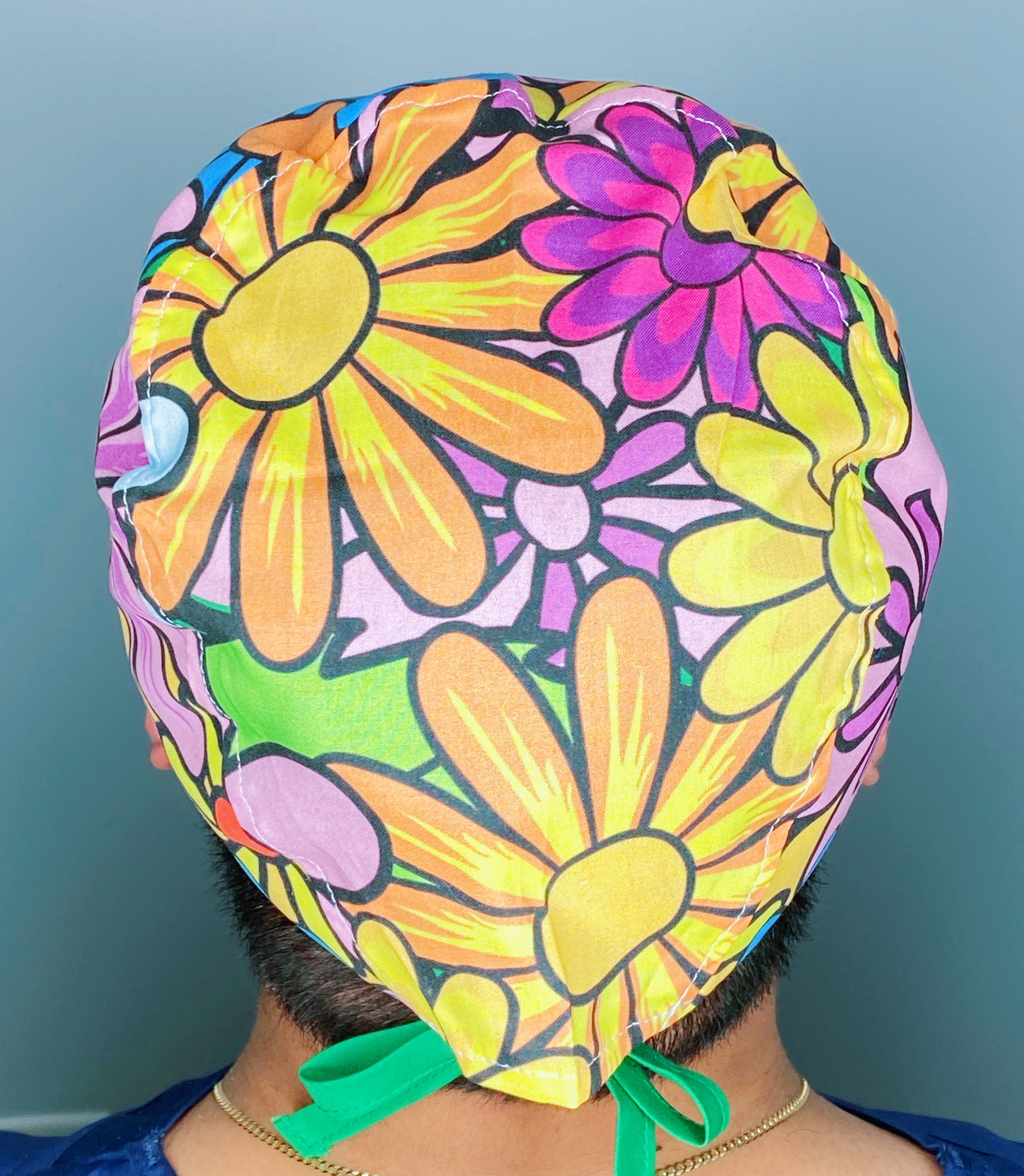 Big Colorful Daisies Floral Design Unisex Cute Scrub Cap