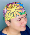 Big Colorful Daisies Floral Design Unisex Cute Scrub Cap