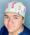 Colorful Pineapples on White Unisex Food Scrub Cap