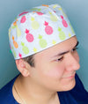 Colorful Pineapples on White Unisex Food Scrub Cap