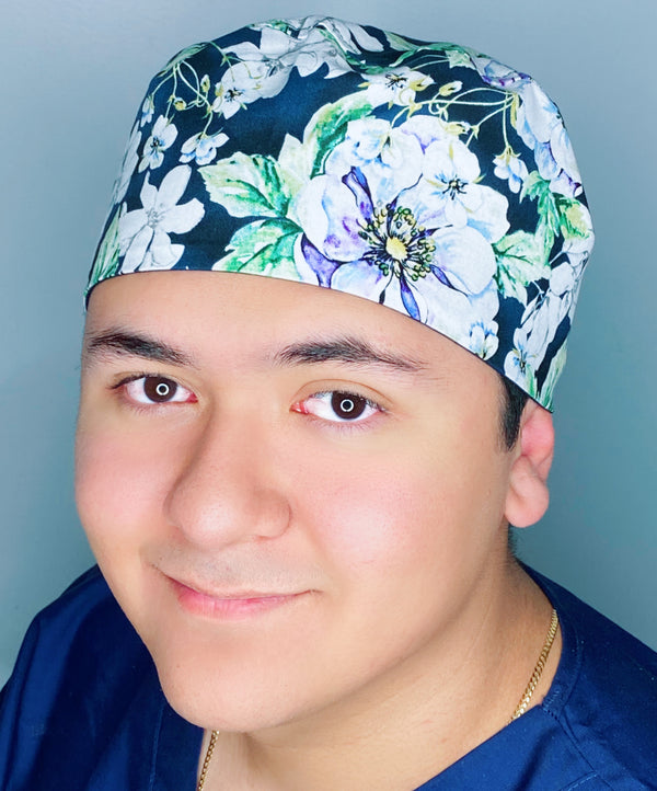 Light Purple Floral Design Unisex Cute Scrub Cap