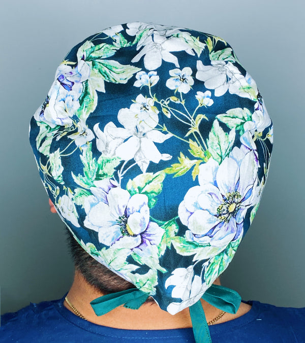 Light Purple Floral Design Unisex Cute Scrub Cap