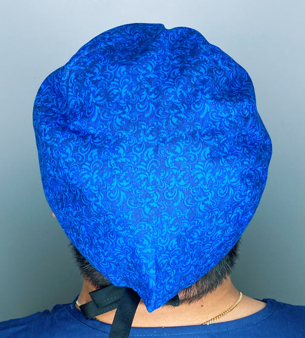 Blue Arabesque Mandala Floral Design Unisex Cute Scrub Cap