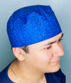 Blue Arabesque Mandala Floral Design Unisex Cute Scrub Cap