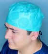 Turquoise Arabesque Mandala Floral Design Unisex Cute Scrub Cap