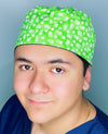 Small White Daisies on Green Floral Design Unisex Cute Scrub Cap