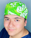 Tie Dye Leaf Green Floral Design Unisex Cute Scrub Cap