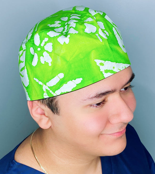 Tie Dye Leaf Green Floral Design Unisex Cute Scrub Cap