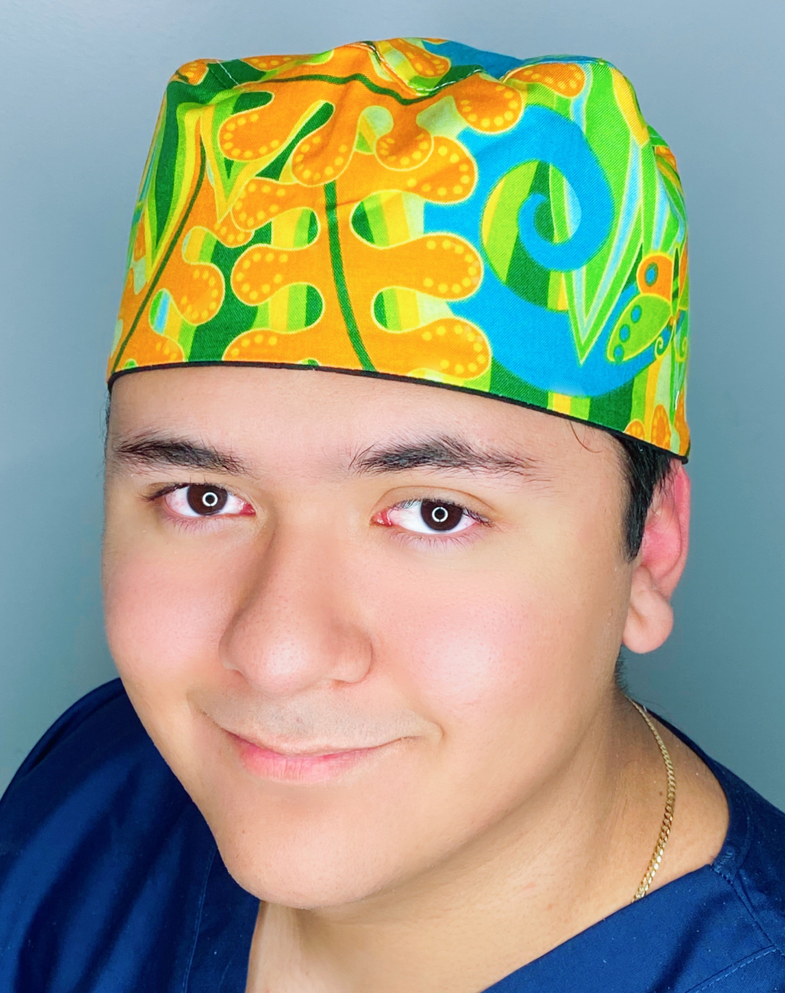 Leaf Orange & Green Floral Design Unisex Cute Scrub Cap