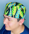 Leaf Green Floral Design Unisex Cute Scrub Cap