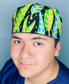 Leaf Green Floral Design Unisex Cute Scrub Cap