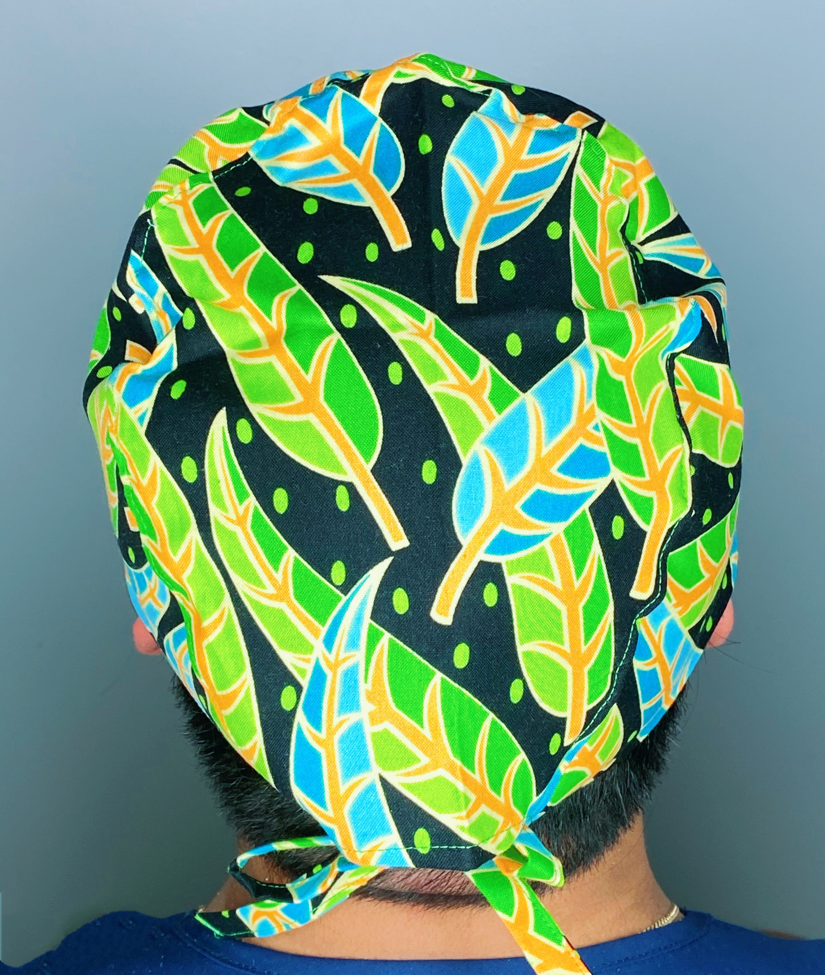 Leaf Green Floral Design Unisex Cute Scrub Cap