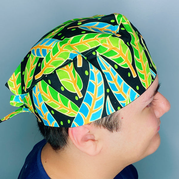 Leaf Green Floral Design Unisex Cute Scrub Cap