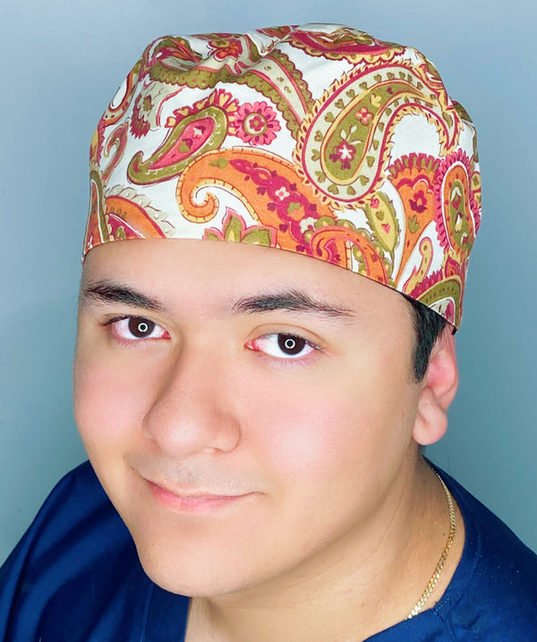 Neutral Tones Arabesque Mandala Floral Design Unisex Cute Scrub Cap