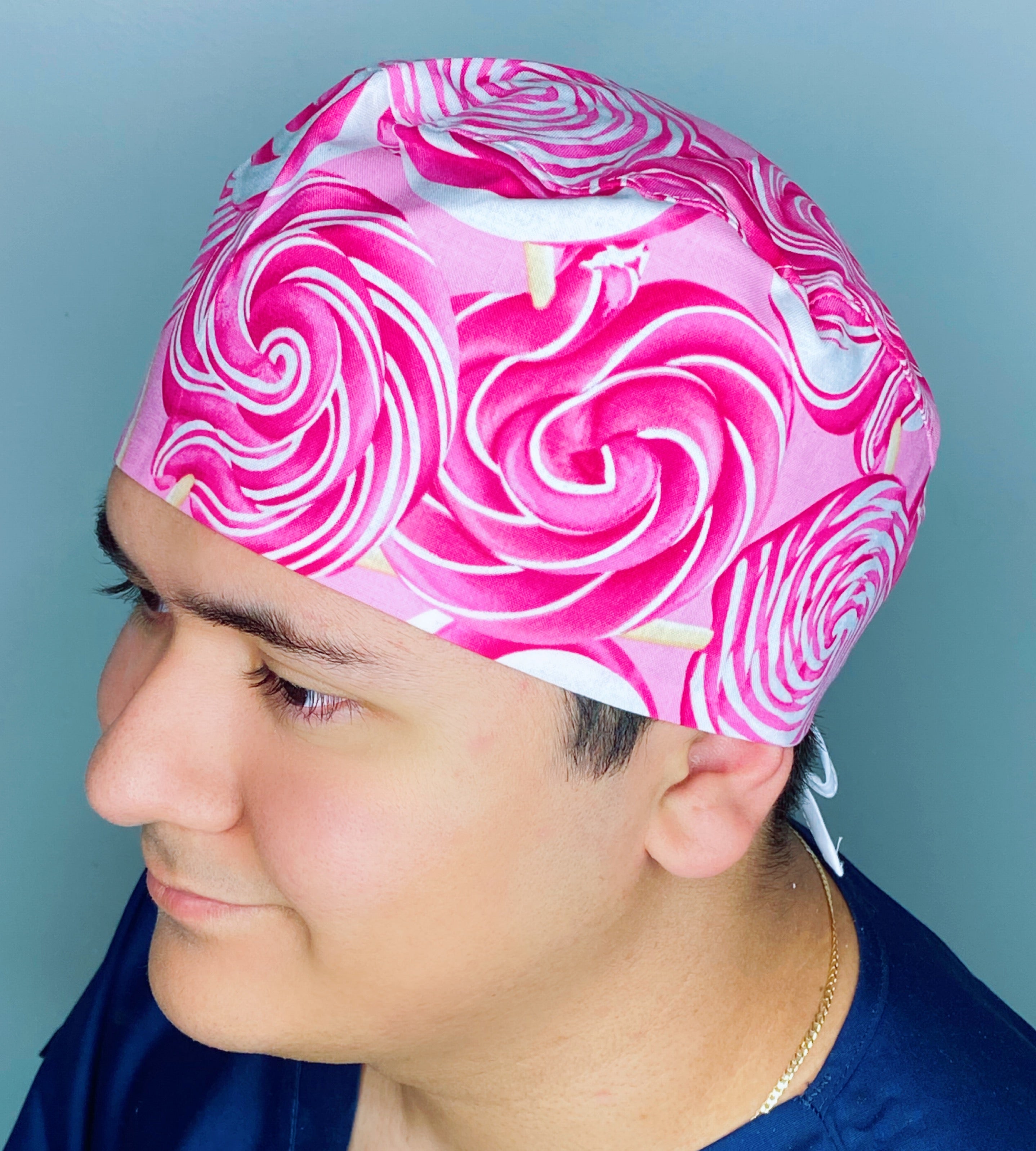 Pink Lollipops Candy Unisex Food Scrub Cap