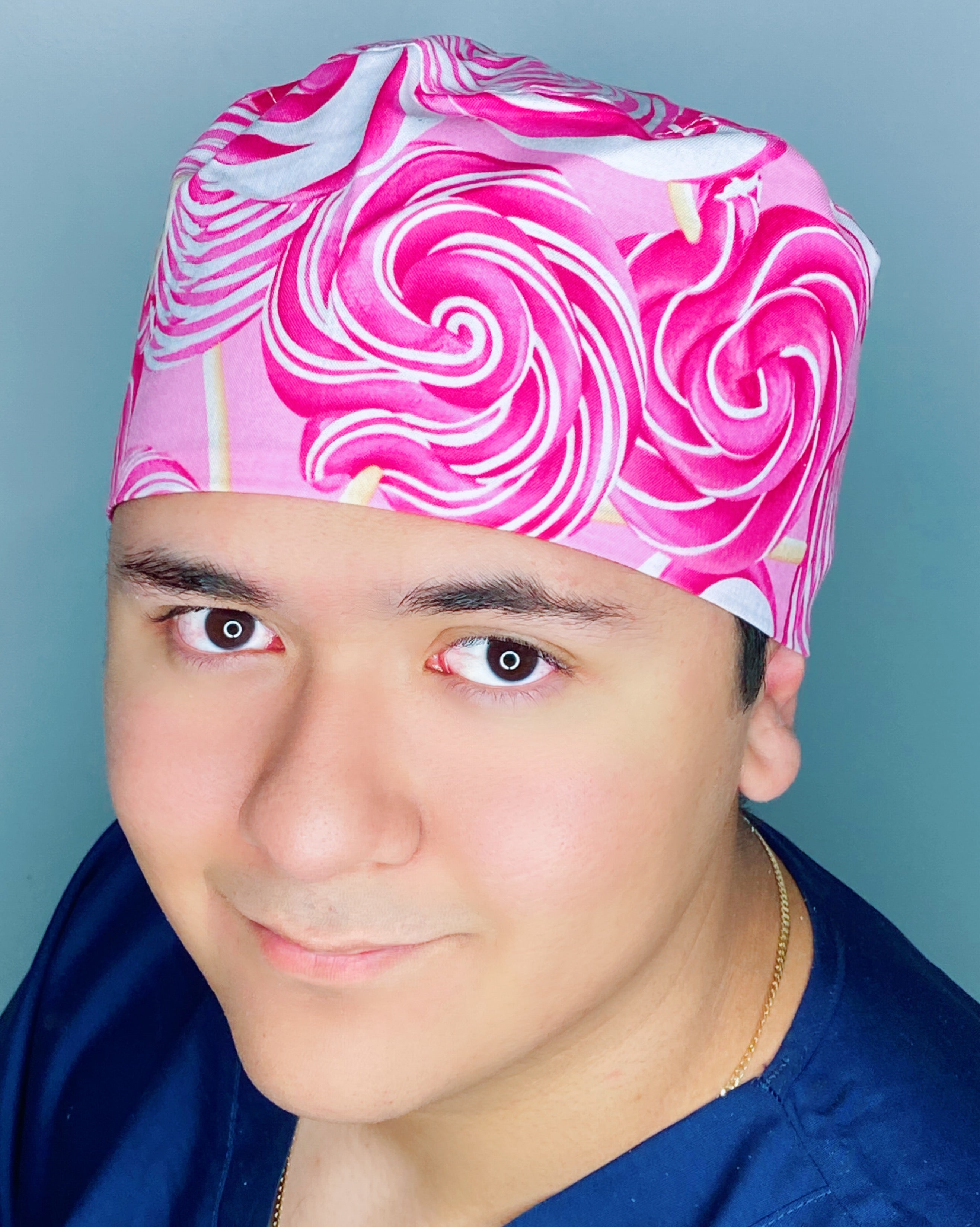 Pink Lollipops Candy Unisex Food Scrub Cap