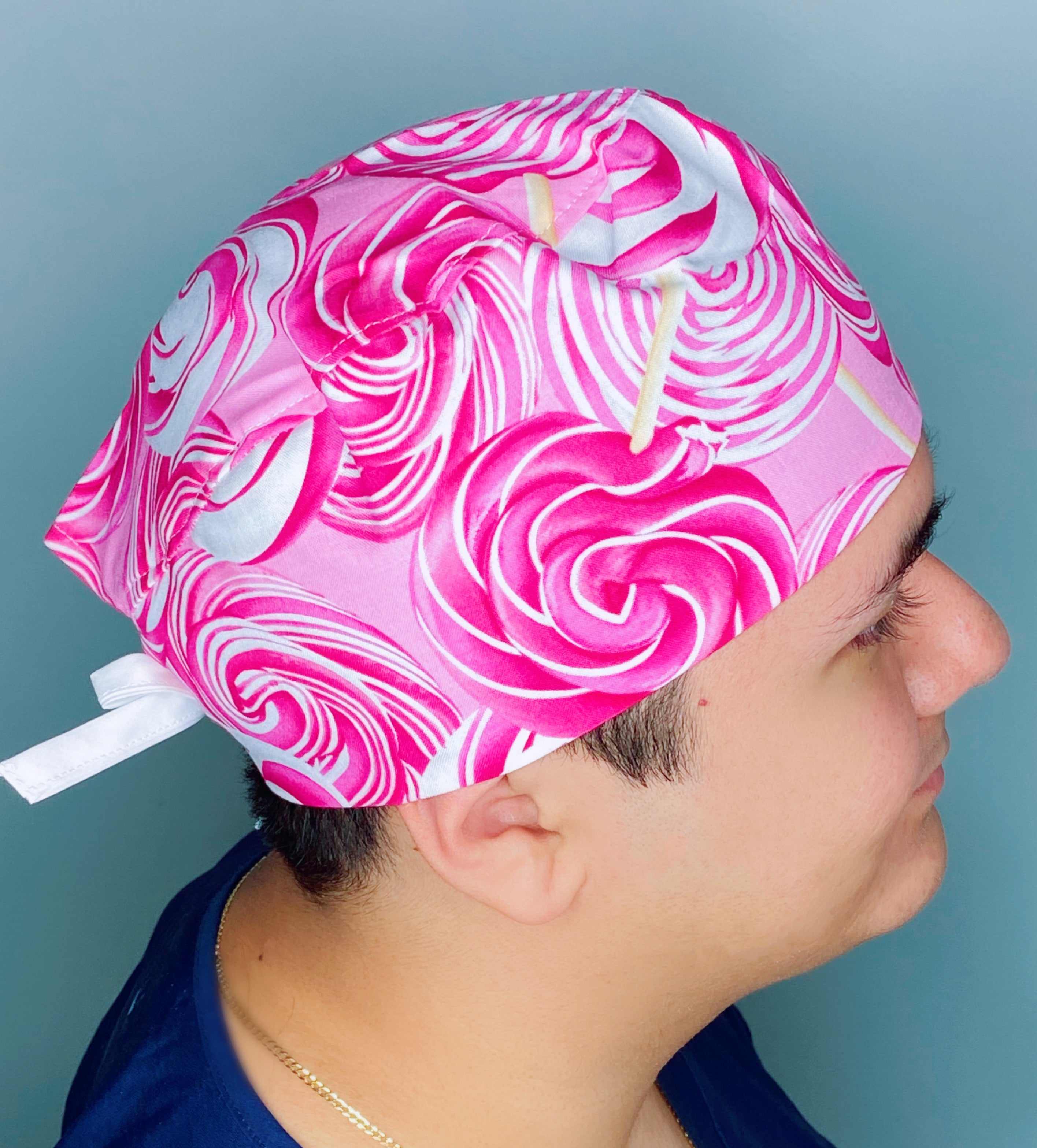 Pink Lollipops Candy Unisex Food Scrub Cap