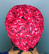 Bright Red Floral Design Unisex Cute Scrub Cap