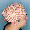 Small Orange & Pink Daisies on White Floral Design Unisex Cute Scrub Cap