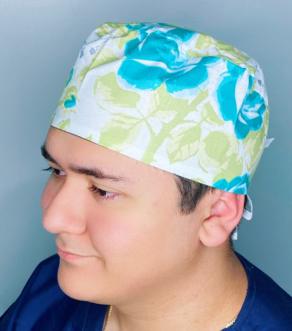 Blue Roses Floral Design Unisex Cute Scrub Cap