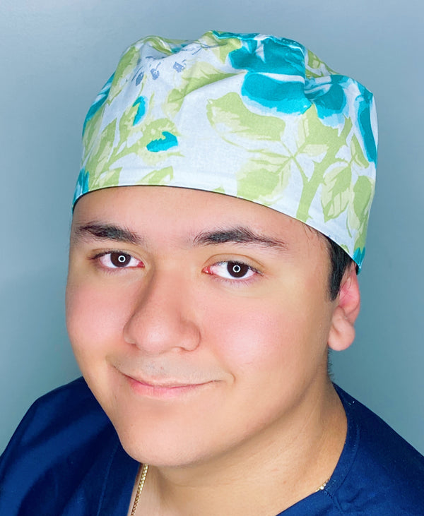 Blue Roses Floral Design Unisex Cute Scrub Cap