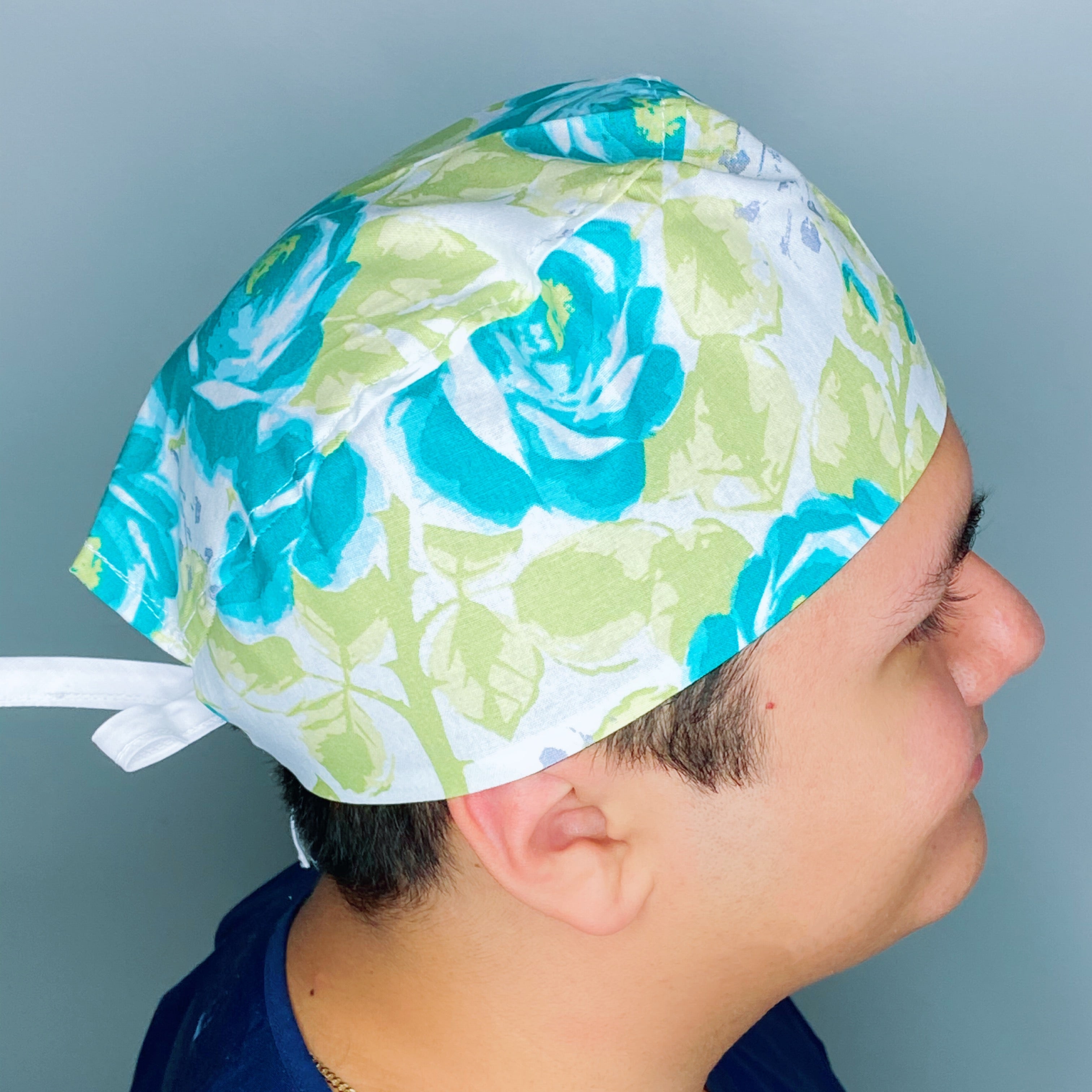 Blue Roses Floral Design Unisex Cute Scrub Cap