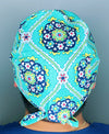 Turquoise Arabesque Mandala Floral Design Unisex Cute Scrub Cap