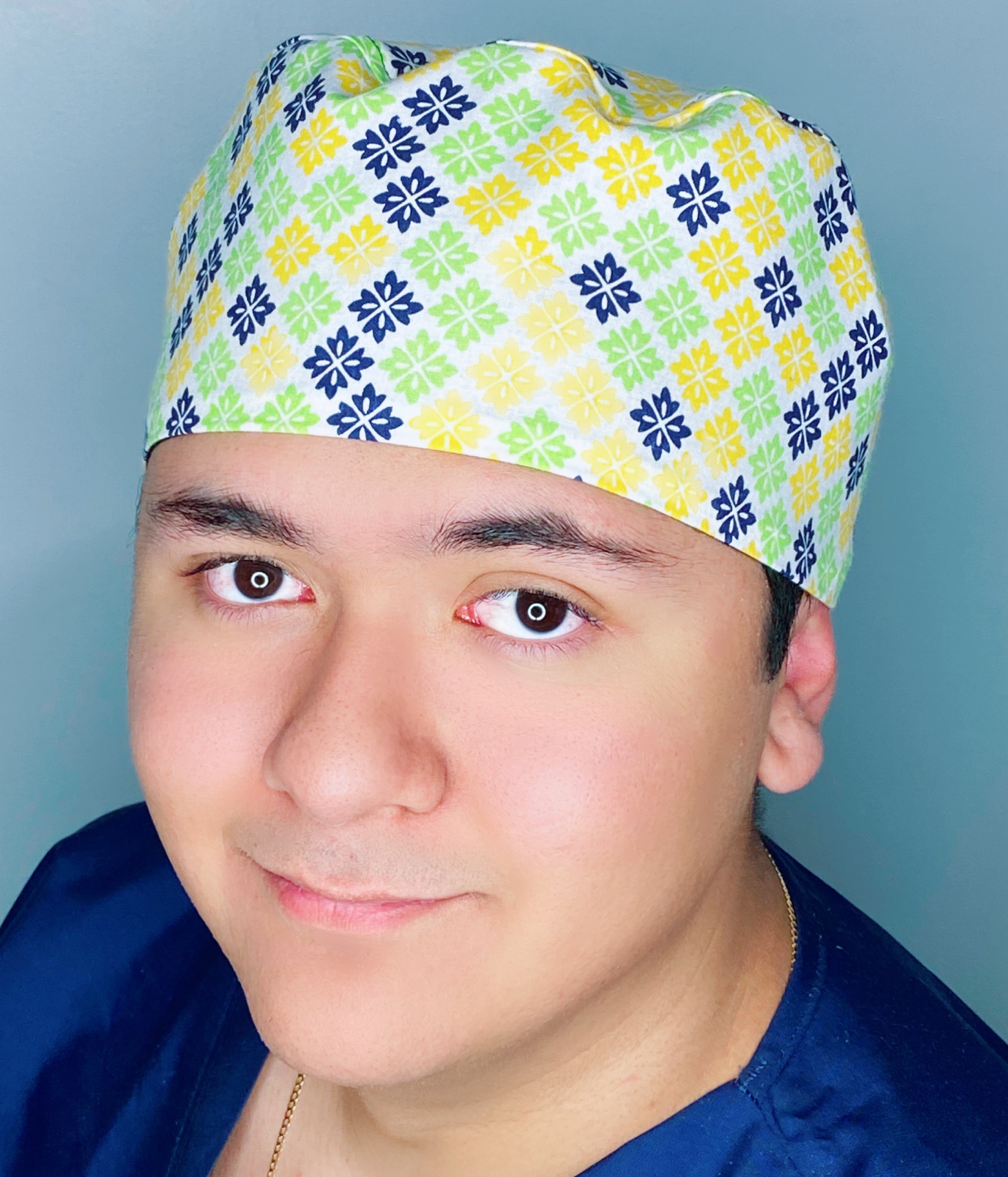 Small Colorful Flowers on White Arabesque Mandala Floral Design Unisex Cute Scrub Cap