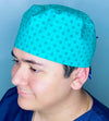 Small Flower Doodles on Teal Floral Design Unisex Cute Scrub Cap