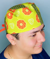 Orange & Lime Mandala Floral Design Unisex Cute Scrub Cap