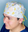 Beige & Yellow Arabesque Mandala Floral Design Unisex Cute Scrub Cap