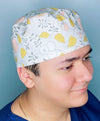 Beige & Yellow Arabesque Mandala Floral Design Unisex Cute Scrub Cap