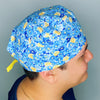 Blue & Yellow Daisies Floral Design Unisex Cute Scrub Cap