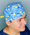 Blue & Yellow Daisies Floral Design Unisex Cute Scrub Cap