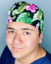 Pink Hibiscus Hawaiian Flowers Floral Design Unisex Cute Scrub Cap