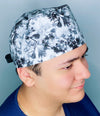 Black & White Leaf Floral Design Unisex Cute Scrub Cap