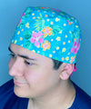 Pink & Orange Hibiscus Hawaiian Flowers Floral Design Unisex Cute Scrub Cap